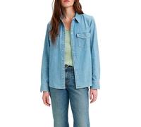 Jeansbluse LEVI'S "ESSENTIAL WESTERN" Gr. M (38), blau (old 517 blue) Damen Blusen mit Brusttaschen Druckknöpfen (68949129-M)
