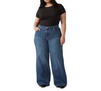 Weite Jeans LEVI'S PLUS "PL 318 SHAPING", Damen, Gr. 18 (50), Länge 30, clever girl plus, Denim/Jeans, Obermaterial: 80% Baumwolle, 19% Polyester, 1% Elasthan, unifarben, weit knöchellang, Jeans, im F