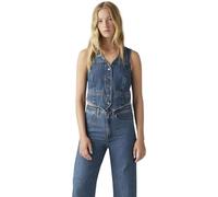 Jeansweste LEVI'S "BRAIDED VEST", Damen, Gr. L (40), blau (big yikes), Web, Obermaterial: 100% Baumwolle, unifarben, regular fit kurz, V-Ausschnitt, Westen, mit Ziernähten (44609103-L) big yikes