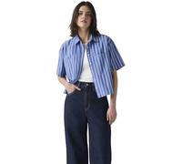 Levi's Damen Kurzarm-Hemd Harlie Cropped mit Spitzkragen, Relaxed Fit, Blau (Double Dutch Stripe), L