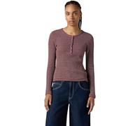 Levi's Damen Langarmshirt Dry Goods Henley Waffle mit Stretch-Anteil, Slim Fit, Rot (Annalise Stripe Choc), XS