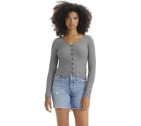 Strickjacke LEVI'S, Damen, Gr. S (36), vanilla stripe cavia, Strick, Obermaterial: 97% Baumwolle, 3% Elasthan, unifarben, casual, tailliert hüftbedeckend, V-Ausschnitt, Langarm, Strickjacken, mit Knop