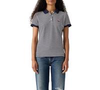 Poloshirt LEVI'S "LEVI'S HM POLO", Damen, Gr. XS (34), blau (navy, weiß), Piqué, Obermaterial: 95% Baumwolle, 5% Elasthan, gestreift, slim fit normal, ohne Ausschnitt, angesetztes Bündchen, Shirts, Pi