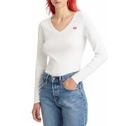 Levi's Damen Long-Sleeve V-Neck Baby Tee T-Shirt, White +, XS