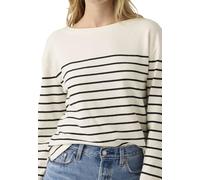 Langarmshirt LEVI'S "MARIN STRIPE TOP", Damen, Gr. M (38), magnolia stripe egre, Sweatware, Obermaterial: 100% Baumwolle, gestreift, normal hüftbedeckend, Rundhals, Shirts Langarmshirt, Saum mit kurze