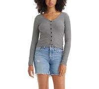 Levi's Damen Muse Langarmshirt Vanilla Stripe Caviar Cotton Black XS