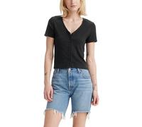Levi's® T-Shirt in Ripp-Optik mit V-Ausschnitt und Knopfleiste in Black, Größe L