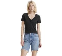 Levi's Damen Muse Tee T-Shirt mit V-Ausschnitt, gerippt, Schwarz (Caviar), XXS
