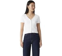 Levi's T-Shirt Muse Feinripp V-Ausschnitt mit Knopfleiste Weiß Damen Gr. L (40)