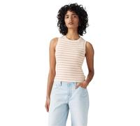 Levi's Damen Perfektes T-Shirt mit V-Ausschnitt Jules Stripe Egret and High Risk Red White XS