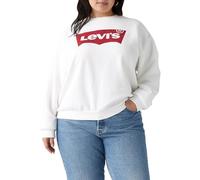 Sweatshirt LEVI'S PLUS "PL GR EVERYDAY CREW", Damen, Gr. XXL (50/52), weiß (everyday crew core batwing weiß), Sweatware, Obermaterial: 58% Baumwolle, 42% Polyester, bedruckt, regular fit normal, Rundh