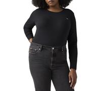 Langarmshirt LEVI'S PLUS "PL HAYES LS", Damen, Gr. XXXL (54/56), anthrazit night, Feinripp, Obermaterial: 96% Baumwolle, 4% Elasthan, figurbetont hüftbedeckend, Rundhals, Shirts Langarmshirt, in figur