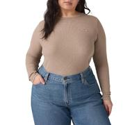 Langarmshirt LEVI'S PLUS "PL HAYES LS", Damen, Gr. 4XL (58/60), taupe gray heather bros b2371, Feinripp, Obermaterial: 96% Baumwolle, 4% Elasthan, figurbetont hüftbedeckend, Rundhals, Shirts Langarmsh