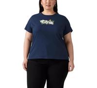 T-Shirt LEVI'S PLUS "PL PERFECT TEE", Damen, Gr. XL (46/48), plus p2 daisy bw fill navy blazer, Single Jersey, Obermaterial: 100% Baumwolle, Shirts T-Shirt (72668567-XL) plus p2 daisy bw fill navy bla