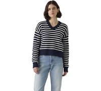 Strickpullover LEVI'S "REESE VNECK SWEAT", Damen, Gr. L (40), parisienne stripe pe, Strick, Obermaterial: 60% Baumwolle, 40% Polyacryl, gestreift, figurumspielend taillenbedeckt, V-Ausschnitt, Pullove