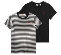 Levi's Damen T-Shirt, 2er Pack - Perfect Tee, Rundhals, Baumwolle Schwarz/Schwarz-Weiß S