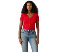 Levi's Damen T-Shirt Muse Tee mit V-Ausschnitt, gerippt, Rot (True Red), S