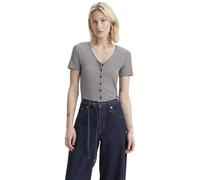 Levi's Damen T-Shirt Muse Tee mit V-Ausschnitt, gerippt, Schwarz (Vanilla Stripe Cavia), XXS