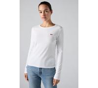 Langarmshirt LEVI'S "ESSENTIAL HM LS TEE", Damen, Gr. S (36), weiß, Single Jersey, Obermaterial: 100% Baumwolle, unifarben, regular fit normal, Rundhals, abgesteppt, Shirts Langarmshirt, mit Logo Stic