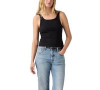 Ripptanktop LEVI'S "ESSENTIAL RIBBED TANK", Damen, Gr. S (36), anthrazit night rib, Jersey, Obermaterial: 95% Baumwolle, 5% Elasthan, unifarben, regular fit normal, eckiger Ausschnitt, Tops, mit eckig