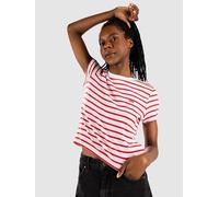 T-Shirt LEVI'S "ESSENTIAL SPORTY TEE", Damen, Gr. XS (34), stripe hellweiß urban rot, Feinripp, Obermaterial: 96% Baumwolle, 4% Elasthan, figurbetont taillenlang, Rundhals, Shirts T-Shirt, Feinripp- Q