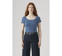 T-Shirt LEVI'S "ESSENTIAL SQRD NE", Damen, Gr. L (40), indigo rib light ind, Feinripp, Obermaterial: 100% Baumwolle, unifarben, figurbetont taillenbedeckt, tiefer Rundhals, Shirts T-Shirt, Feinrippqua