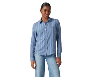 Levis Gestreiftes Langarmhemd mit Kragen für Damen in normaler Passform (Blau) EU 38 / UK 10