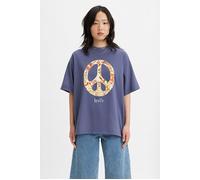 Levi's Women's Graphic Short Stack Tee Sweater, Floral Peace Zeichen Krone Blau, Small