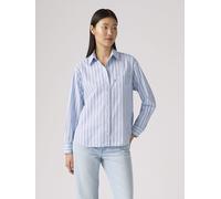 Langarmbluse LEVI'S "HARLIE NEW BF S", Damen, Gr. XS (34), hug stripe chambray, Web, Obermaterial: 100% Baumwolle, gestreift, casual, relaxed fit Po-bedeckend, Langarm 2-Knopf-Manschette, Blusen, mit