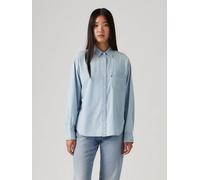 Jeansbluse LEVI'S "HARLIE NEW BF S", Damen, Gr. XS (34), honestly happy 2, Web, Obermaterial: 100% Baumwolle, unifarben, casual, relaxed fit Po-bedeckend, Langarm 2-Knopf-Manschette, Blusen, mit Brust
