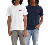 Levi's Herren 2-Pack Crewneck Graphic Tee T-Shirt, Chesthit White / Dress Blues, S
