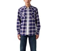 Flanellhemd LEVI'S "BARSTOW WESTERN STANDARD", Herren, Gr. L, N-Gr, hawley plaid blau de, Flanell, Obermaterial: 99% Baumwolle, 1% metallisierte Fasern, Basic, normal, 2-Knopf-Manschette mit Druckknöp