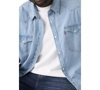 Jeanshemd LEVI'S PLUS, Herren, Gr. 4XL (72/74), N-Gr, franklin stone wash, Denim/Jeans, Obermaterial: 100% Baumwolle, bequem hüftlang, 1-Knopf-Manschette, Hemden Jeanshemd, im Westernstyle (83848341-4