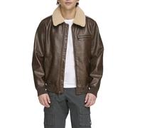 Levi's Herren Bomberjacke aus Kunstleder mit Sherpa-Kragen Jacke, Braun, L