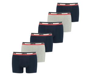 Levi's Herren Boxer-Shorts, 6er Pack - Sportswear Logo Boxer Brief, Cotton Stretch Marine/Grau 2XL