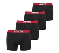 Boxershorts LEVI'S, Herren, Gr. M, schwarz (schwarz, rot), Obermaterial: 95% Baumwolle, 5% Elasthan, unifarben mit Farbeinsatz, körpernah, Unterhosen, mit breitem Logobund (87913655-M) schwarz, rot