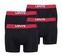 Levi's Herren Boxershorts, 4er Pack - Solid Basic Boxer Brief Organic, Logobund Schwarz/Rot L