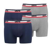 Levi's Herren Boxershorts, 4er Pack - Sportswear Boxer Brief Organic, Logobund Blau/Hellgrau 2XL