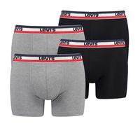 Levi's Herren Boxershorts, 4er Pack - Sportswear Boxer Brief Organic, Logobund Hellgrau/Schwarz M