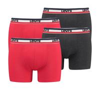 Levi's Herren Boxershorts, 4er Pack - Sportswear Boxer Brief Organic, Logobund Rot/Dunkelgrau 2XL