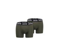 Boxershorts LEVI'S "LEVIS MEN REPEAT LOGO BOXER BRIEF 2P", Herren, Gr. S, grün (khaki), Obermaterial: 95% Baumwolle, 5% Elasthan, körpernah, Unterhosen, ohne Eingriff, Logobund, elastisch (15938766-S)
