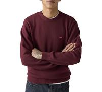 Strickpullover LEVI'S "CLASSIC HM SWEATER", Herren, Gr. XL, rot (191725 tawny port), Strick, Obermaterial: 100% Baumwolle, bestickt, unifarben, regular fit hüftbedeckend, Rundhals, Flachstrickbündchen