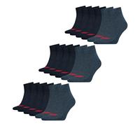 Levi's Herren Damen Quarter Socken Mid Cut Batwing Logo Socks 3 Paar, Farbe:Blau, Größe:39-42, Artikel:-002 denim