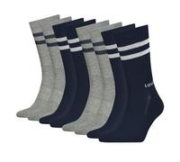 LEVIS Herren Damen Unisex Socken Regular Cut Sport Stripe Socks 4 Paar, Farbe:Mehrfarbig, Größe:43-46, Artikel:-003 navy/grey