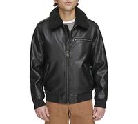 Levi's Herren Fliegerjacke aus Kunstleder mit Sherpa-Kragen Jacke, Schwarz, L
