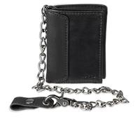 Levi's Herren-Geldb rse, dreifach faltbar, elegant und schmal, inkl. Ausweisfenster und Kreditkartenhalter, Schwarz mit Kette