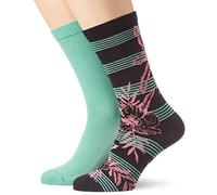 Levi's Herren Levis Regular Cut Stripe Hello Hawaii 2P Socken, Mehrfarbig (Black 010), 43/46 (Herstellergröße: 043) (2er Pack)