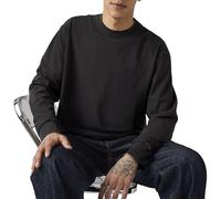 Langarmshirt LEVI'S, Herren, Gr. L, mineral schwarz garmen, Jersey, Obermaterial: 100% Baumwolle, normal normal, Rundhals, Shirts Langarmshirt, GARMENT- Färbung (91411765-L) mineral schwarz garmen