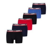 Boxershorts LEVI'S "LEVIS MEN REPEAT SPW LOGO BOXER BRIEF 6P", Herren, Gr. M, schwarz, rot, blau, Obermaterial: 95% Baumwolle, 5% Elasthan, Unterhosen (82702213-M) schwarz, rot, blau