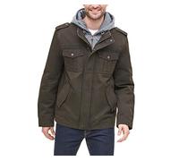 Levi's Herren Militärjacke aus Gewaschener Baumwolle mit Kapuze Leichte Baumwolljacke, Dunkelbraun/gestepptes Futter, L